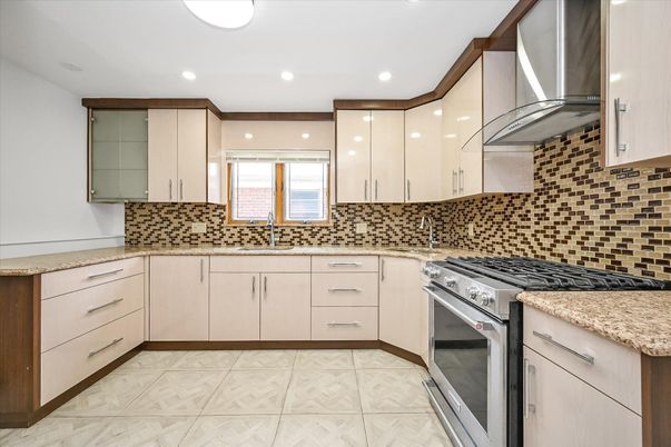 Interior, Kitchen, Marble, Recessed Lighting, Stainless Steel Appliances