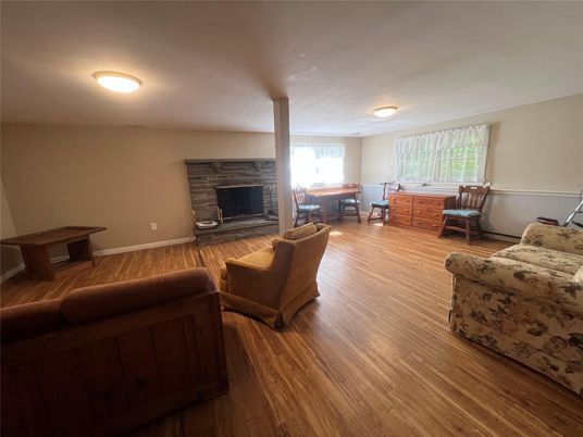 Dining room, Fireplace, Interior, Living room, Wood Texture Flooring