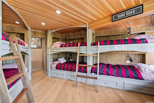 Bedroom, Interior, Recessed Lighting, Wooden Ceilings, Wood Texture Flooring, Wooden Walls