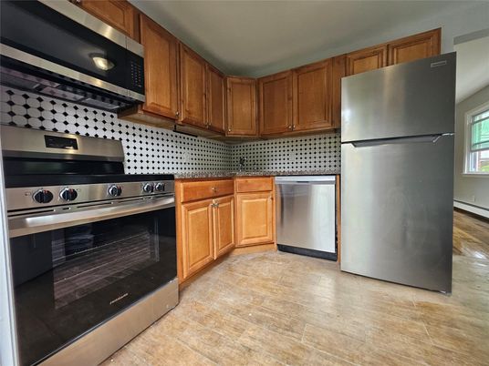 Interior, Kitchen, Stainless Steel Appliances, Wood Texture Flooring