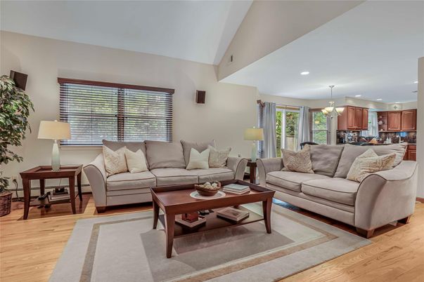 Interior, Kitchen, Living room, Pendant Lights, Recessed Lighting, Wood Texture Flooring
