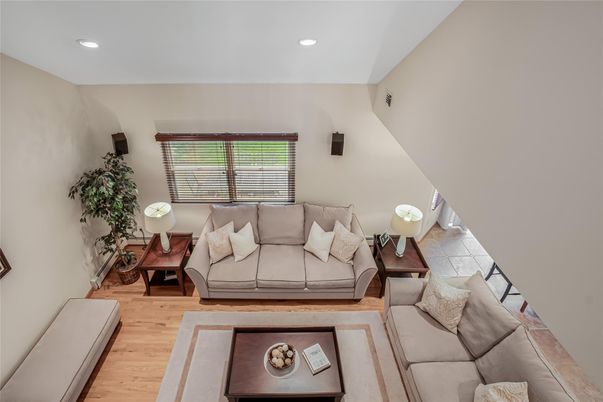 Interior, Living room, Recessed Lighting, Wood Texture Flooring