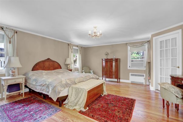 Bedroom, Chandelier, Interior, Wood Texture Flooring