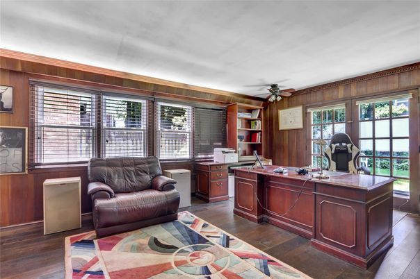 Home Office, Interior, Wood Texture Flooring, Wooden Walls