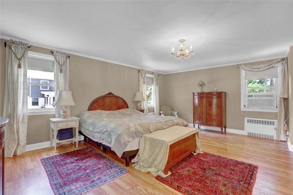 Bedroom, Chandelier, Interior, Wood Texture Flooring