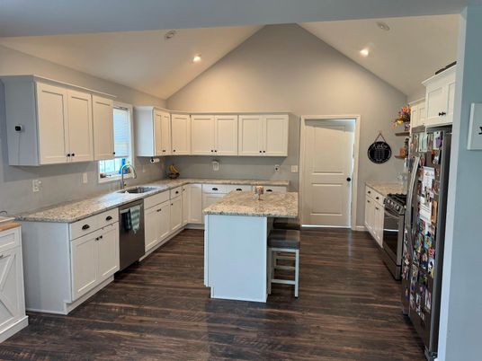 Interior, Kitchen, Recessed Lighting, Wood Texture Flooring