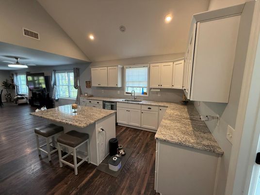Fitness Equipment, Interior, Kitchen, Recessed Lighting, Wood Texture Flooring