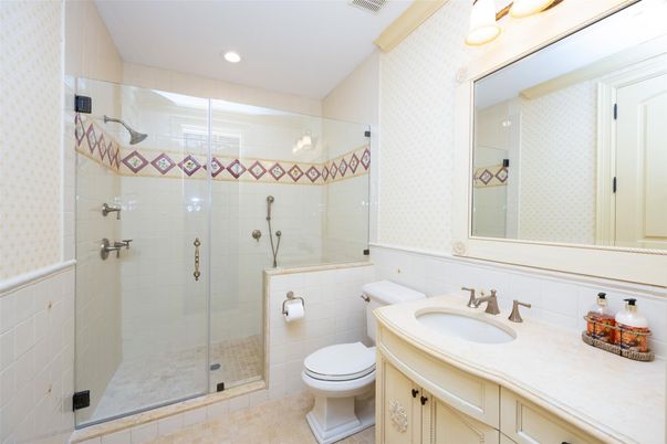 Bathroom, Glass Shower, Interior, Recessed Lighting
