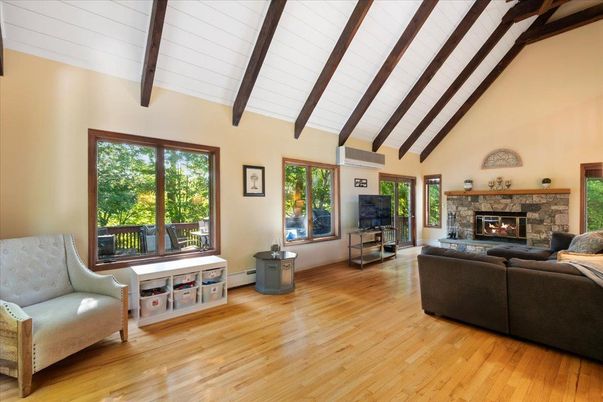 Fireplace, Interior, Living room, Wooden Beams, Wood Texture Flooring