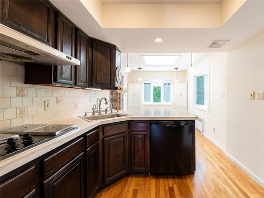 Interior, Kitchen, Pendant Lights, Recessed Lighting, Wood Texture Flooring