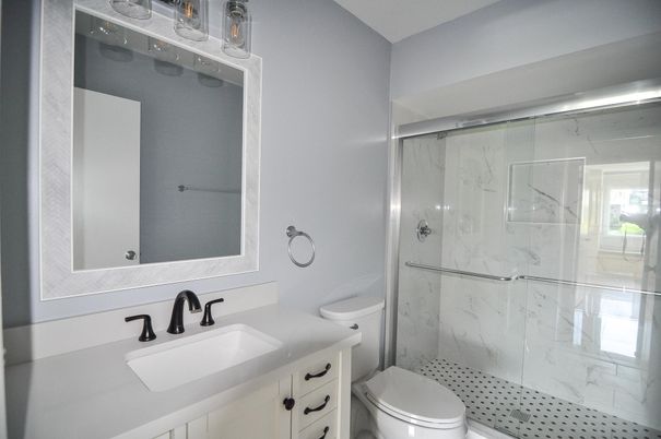 Bathroom, Glass Shower, Interior, Marble Walls