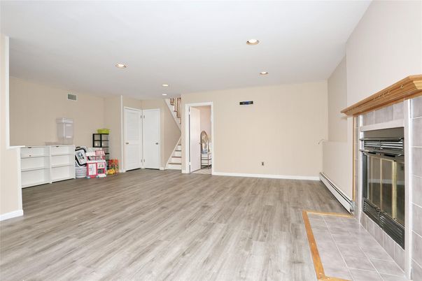 Empty room, Interior, Kitchen, Recessed Lighting, Wood Texture Flooring