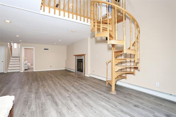 Fireplace, Interior, Recessed Lighting, Wood Texture Flooring
