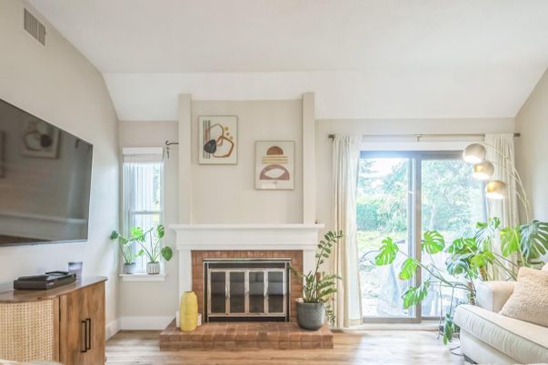 Fireplace, Interior, Wood Texture Flooring