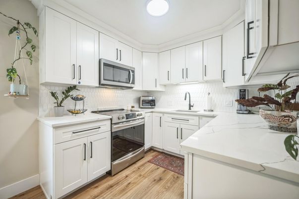 Interior, Kitchen, Stainless Steel Appliances, Wood Texture Flooring