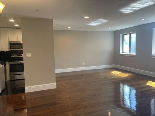 Empty room, Interior, Kitchen, Recessed Lighting, Wood Texture Flooring