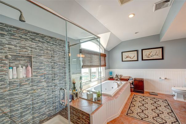 Bathroom, Glass Shower, Interior, Recessed Lighting