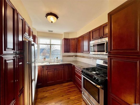Interior, Kitchen, Stainless Steel Appliances, Wood Texture Flooring