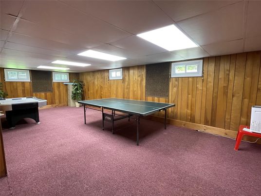 Billiard Table, Game Room, Interior, Recessed Lighting, Wooden Walls