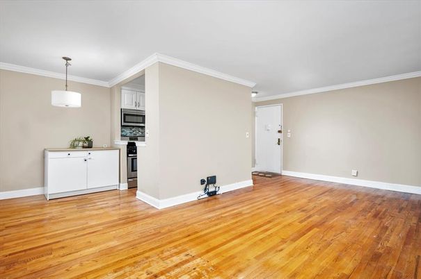 Empty room, Interior, Kitchen, Pendant Lights, Wood Texture Flooring