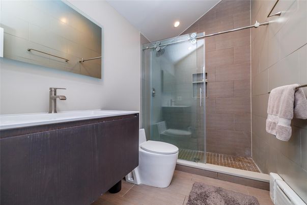 Bathroom, Glass Shower, Interior, Recessed Lighting