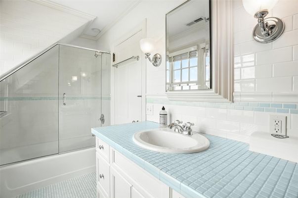 Bathroom, Glass Shower, Interior, Tile Countertops