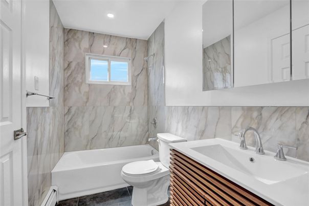 Bathroom, Interior, Marble Walls, Recessed Lighting