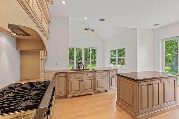 Interior, Kitchen, Pendant Lights, Recessed Lighting, Wood Texture Flooring