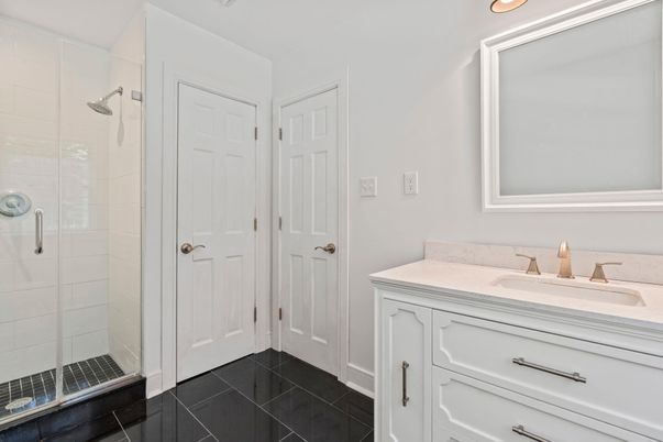 Bathroom, Glass Shower, Interior, Recessed Lighting