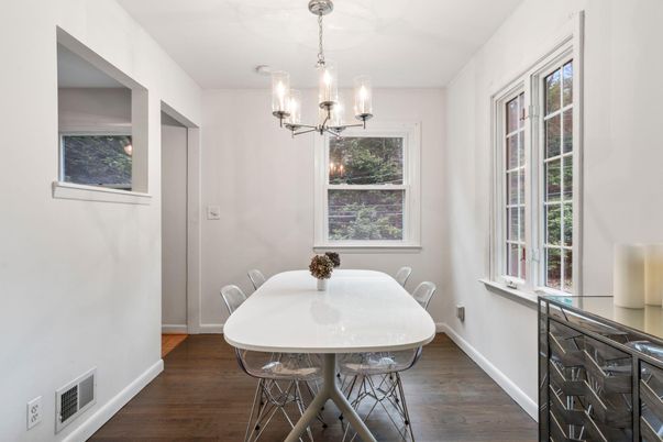 Chandelier, Dining room, Interior, Wood Texture Flooring