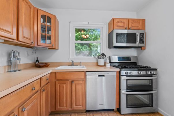 Interior, Kitchen, Stainless Steel Appliances, Wood Texture Flooring