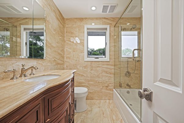 Bathroom, Glass Shower, Interior, Recessed Lighting