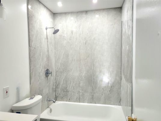 Bathroom, Interior, Marble Walls, Recessed Lighting