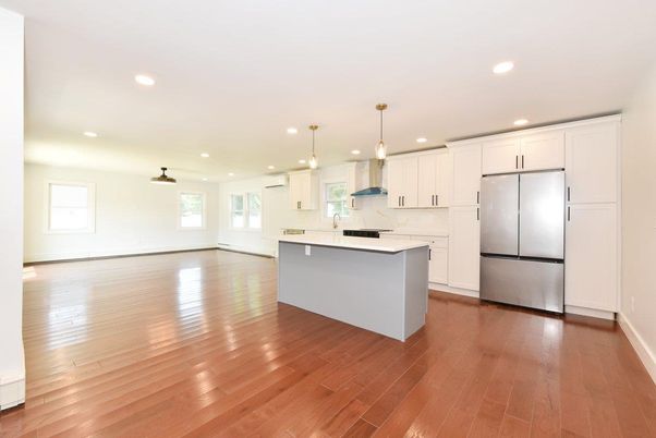 Interior, Kitchen, Pendant Lights, Recessed Lighting, Wood Texture Flooring