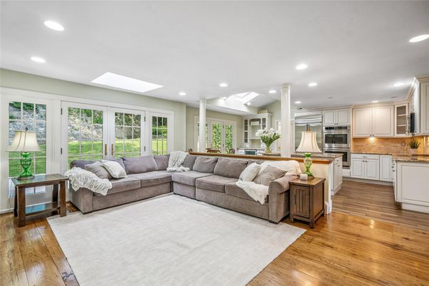 Interior, Kitchen, Living room, Recessed Lighting, Stainless Steel Appliances, Wood Texture Flooring
