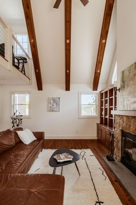 Fireplace, Interior, Living room, Wooden Beams, Wood Texture Flooring