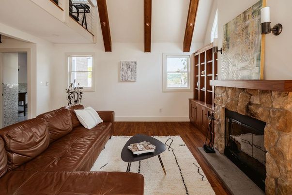 Fireplace, Interior, Living room, Wooden Beams, Wood Texture Flooring