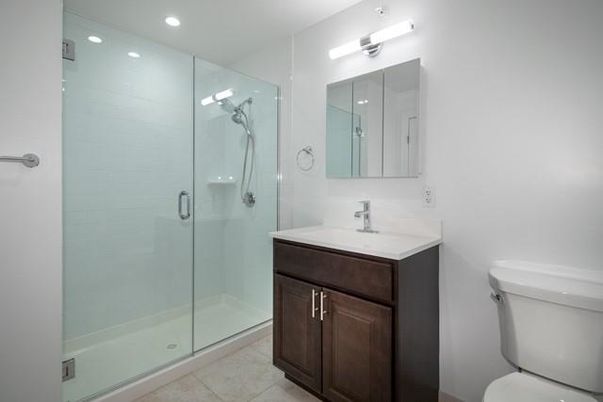 Bathroom, Glass Shower, Interior, Recessed Lighting
