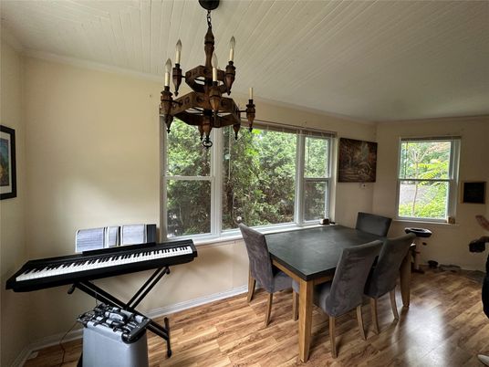 Chandelier, Dining room, Interior, Wood Texture Flooring