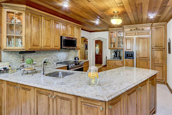 Interior, Kitchen, Recessed Lighting, Stainless Steel Appliances, Wooden Ceilings