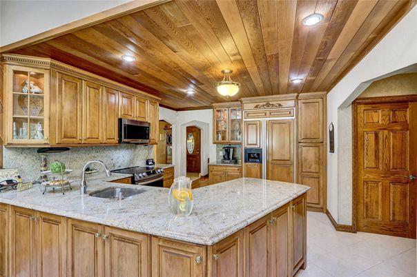 Interior, Kitchen, Recessed Lighting, Wooden Ceilings