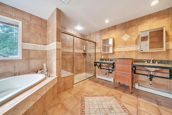 Bathroom, Glass Shower, Interior, Recessed Lighting