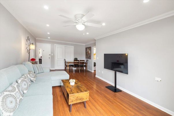 Dining room, Interior, Living room, Recessed Lighting, Wood Texture Flooring