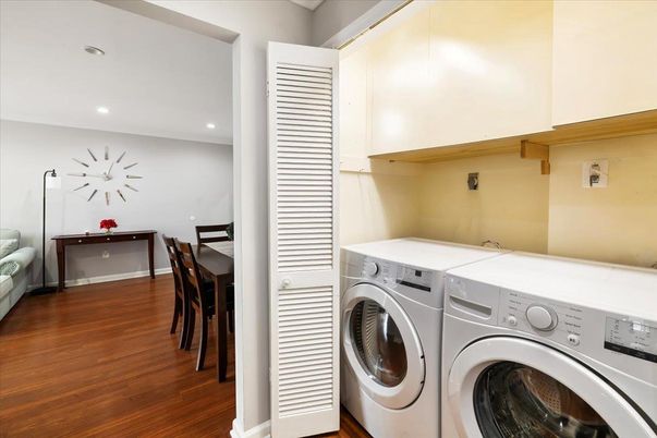 Interior, Recessed Lighting, Utility Closets, Washer, Wood Texture Flooring