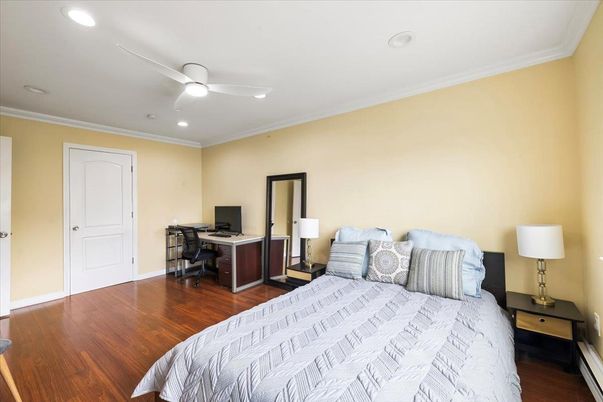 Bedroom, Home Office, Interior, Recessed Lighting, Wood Texture Flooring