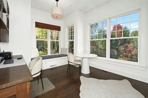 Home Office, Interior, Pendant Lights, Wood Texture Flooring