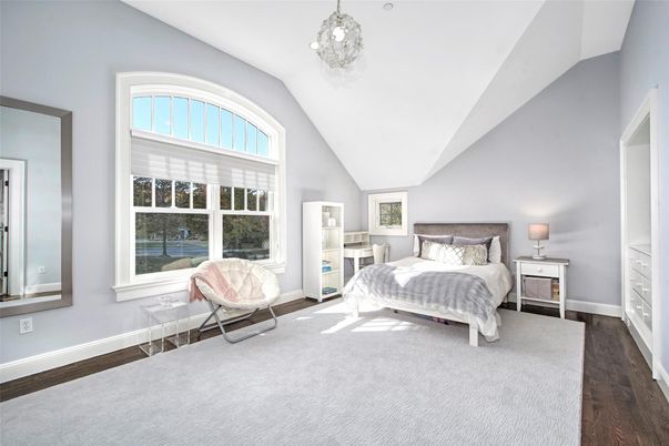 Bedroom, Interior, Pendant Lights, Wood Texture Flooring