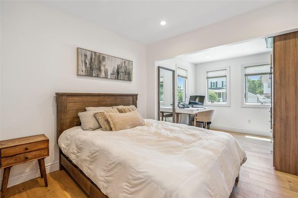 Bedroom, Home Office, Interior, Recessed Lighting, Wood Texture Flooring