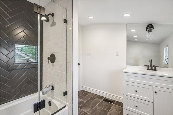 Bathroom, Glass Shower, Interior, Recessed Lighting