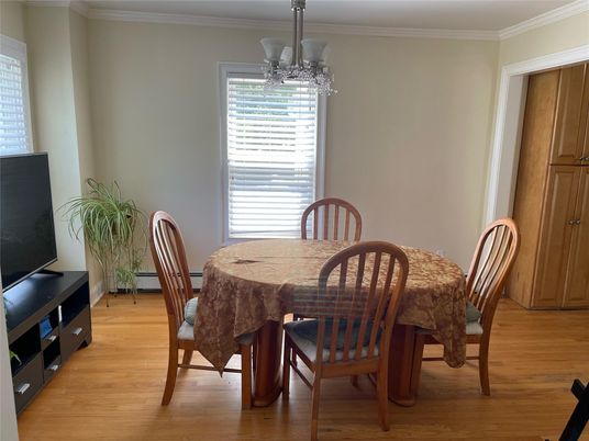 Chandelier, Dining room, Interior, Wood Texture Flooring